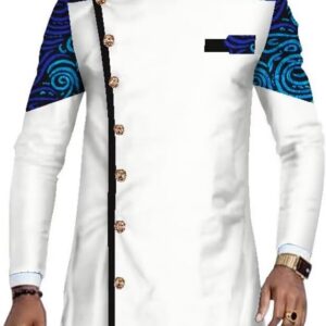 Tunique blanche parsemée de bleu