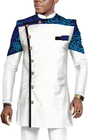 Tunique blanche parsemée de bleu