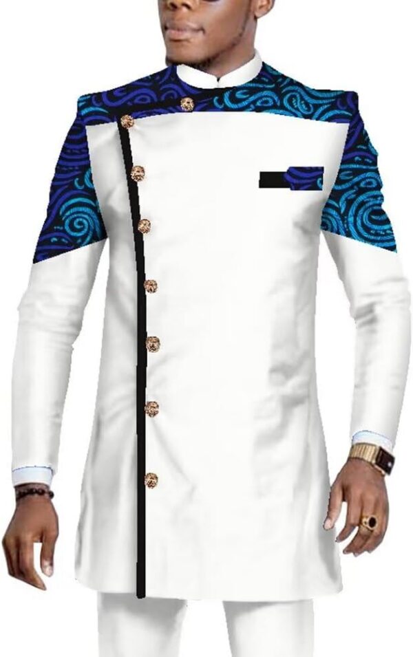 Tunique blanche parsemée de bleu